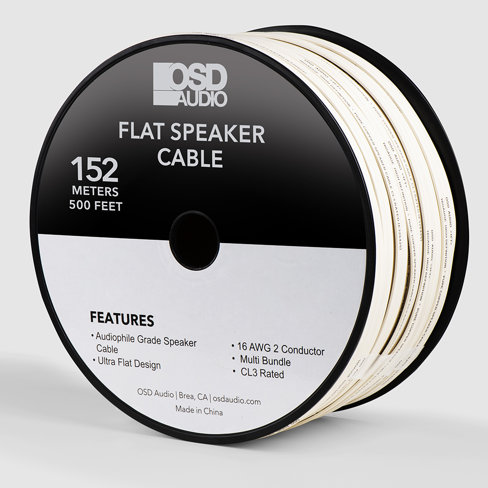 16 Gauge 2-Conductor Oxygen Free, Burial Rated, In Wall or Outdoor Flat Speaker Cable Wire, CL3/ FT4