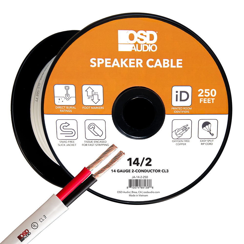 14/2 Speaker Wire, 100Ft & 250Ft Spools | OSD Audio