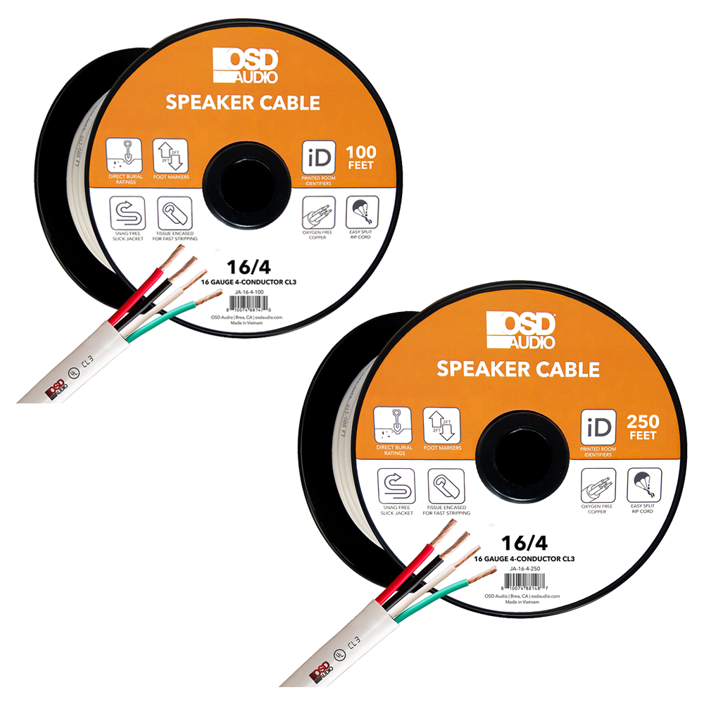 16/4 Speaker Wire, 100Ft & 250Ft Spools | OSD Audio