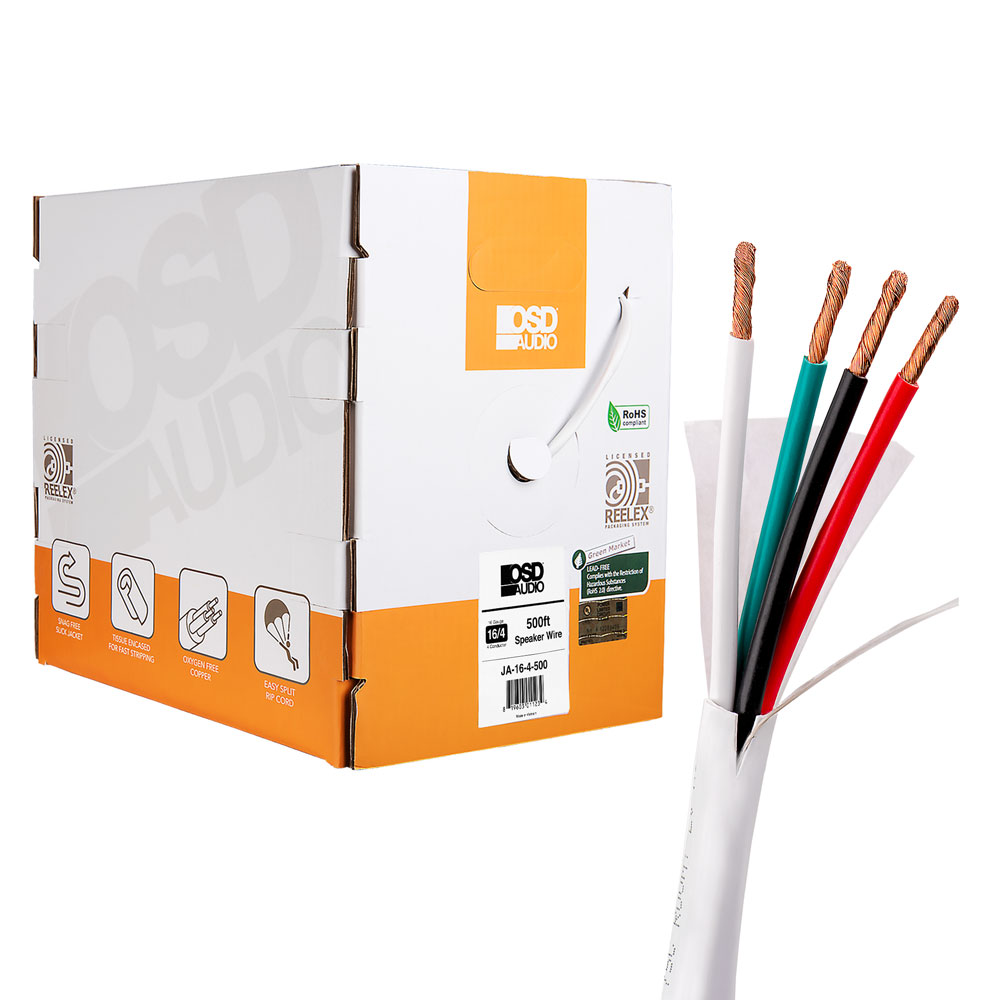 16/4 CL3 Direct Burial Speaker Wire 500Ft Oxygen Free Reinforced Box (White)
