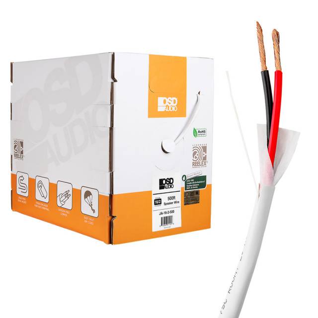 16 Gauge 2-Conductor Speaker Cable Length:JA-16-2-500 Color:White