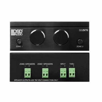 SS2V70 200W 70V 2 Mono Channels/Constant Voltage Systems/Dual Zone Speaker Selector, 200W/Channel