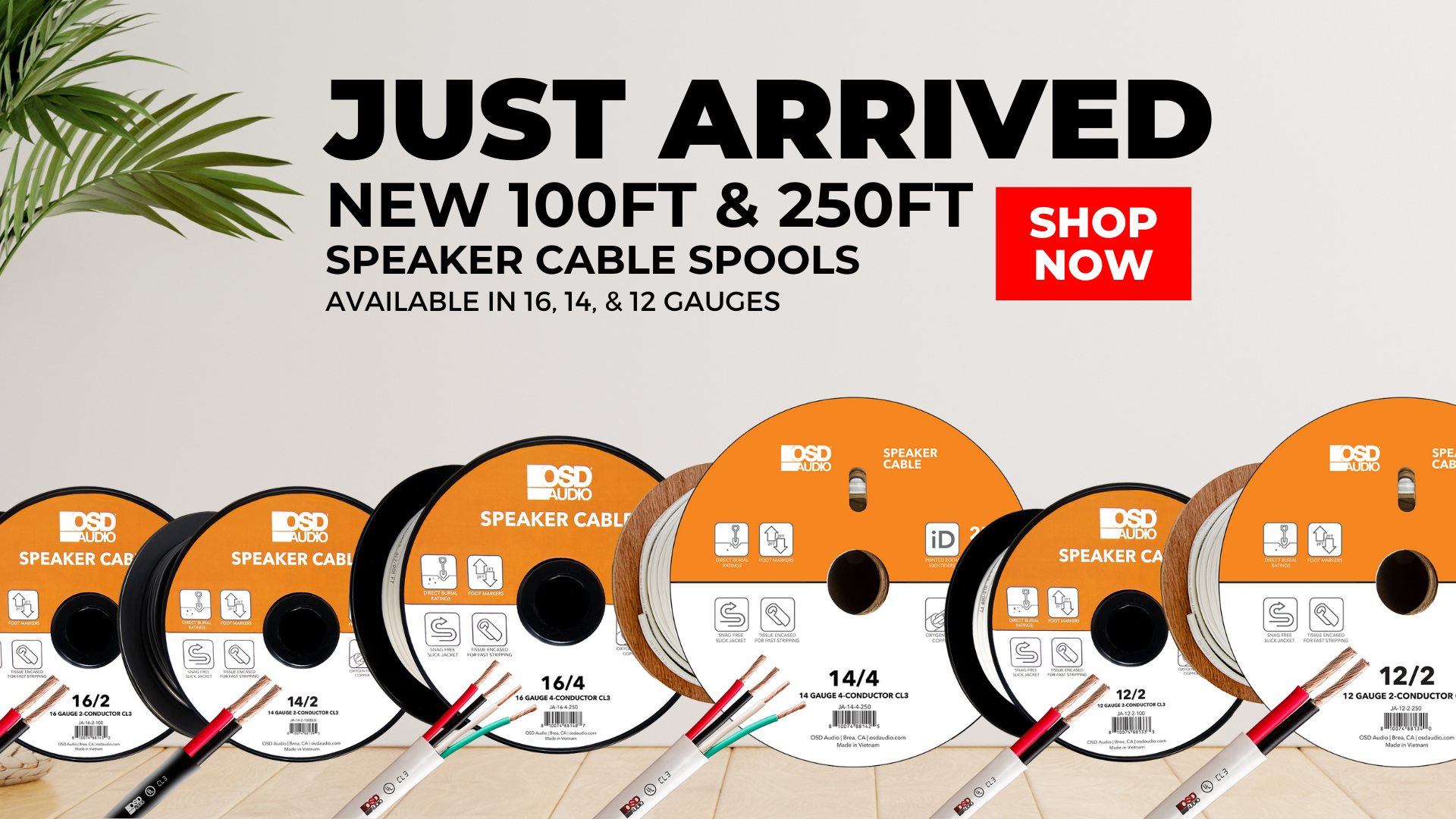 NEW Indoor/Outdoor Speaker Wire Spools